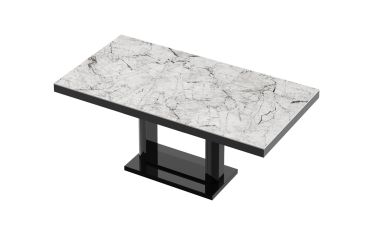 Stół rozkładany QUADRO 120 - Venatino white (Marmur / Czarny)